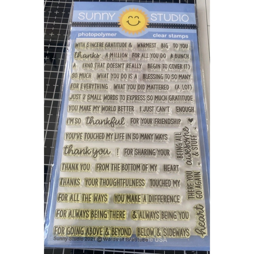 Sunny Studio Photopolymer Clear Stamps‎ SSCL-307 Words Of Gratitude Sentiments